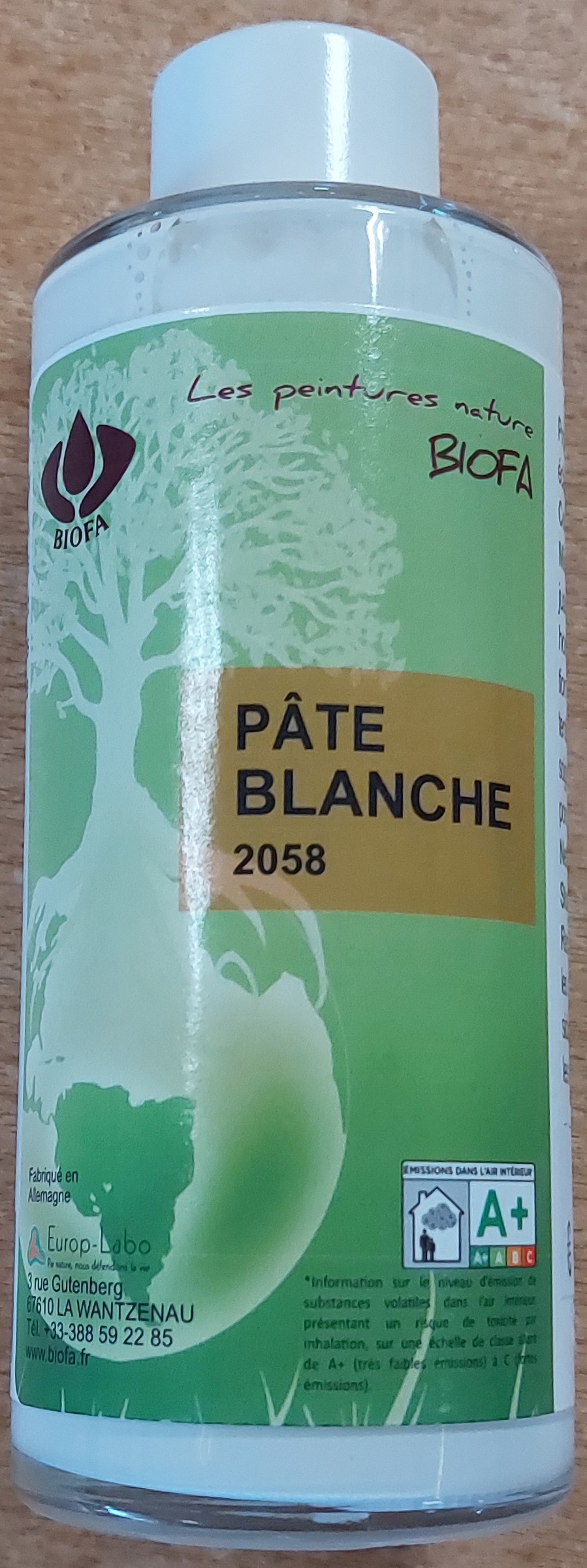 PATE BLANCHE POUR 2044 ET 3754 BIOFA